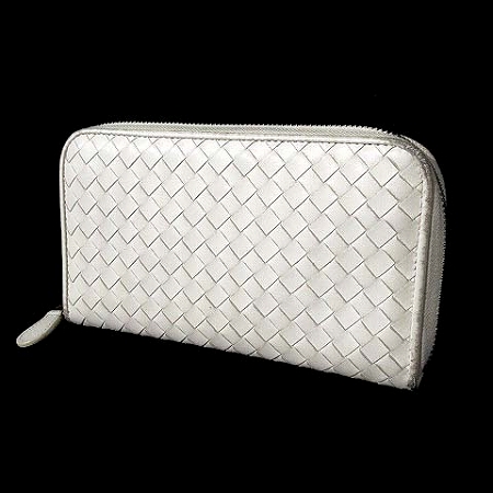 ボッテガヴェネタ Bottega Veneta 財布 長財布 イントレチャート ラウンドファスナー レザー 白 メンズ レディース 0 ベクトルパーク