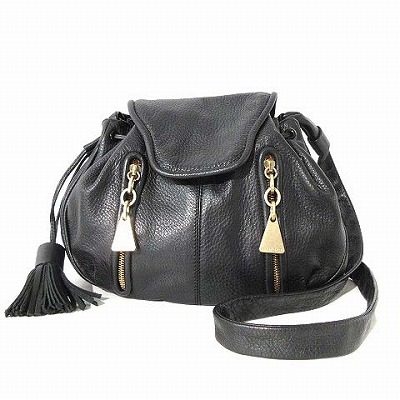 シーバイクロエ SEE BY CHLOE ショルダー バッグ レザー タッセル 黒 