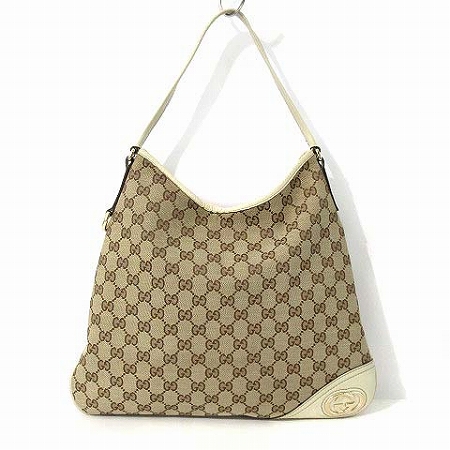 グッチ GUCCI セミ ショルダー バッグ ハンド GG キャンバス レザー 