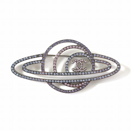 シャネル CHANEL ブローチ 土星 モチーフ 惑星 ココマーク ライン 