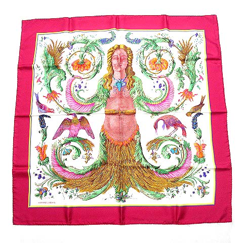 【HERMES 】エルメス CERES【女神 ケレス】カレ90 シルク エルメス HERMES カレ90 CERES 女神 ケレス スカーフ シルク ピンク