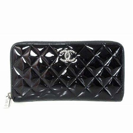 シャネル CHANEL 長財布 マトラッセ エナメル パテント レザー ココ 