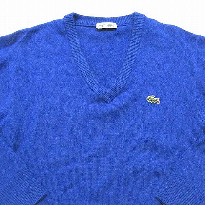 ラコステ Lacoste Chemise セーター ニット Vネック 長袖 ウール フレンチラコステ 青 2 トップス メンズ 0 ベクトルパーク