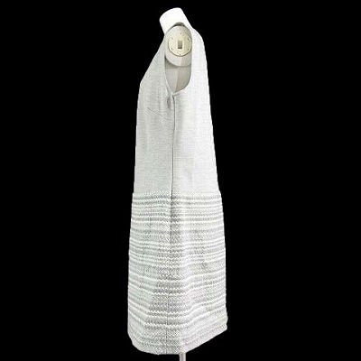 ローラアシュレイ Laura Ashley ワンピース ノースリーブ ニット 切替 ボーダー 膝丈 グレー Eur40 レディース 0 ベクトルパーク