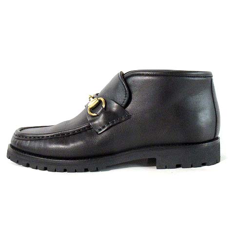 グッチ GUCCI ブーツ モカシン ホース ビット レザー 104 0088 黒 36 1 