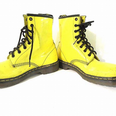 【マツモト様】専用dr.martensイエロー ブーツ UK 8 27cm 中古・古着通販】Dr.Martens (ドクターマーチン) 8ホールブーツ