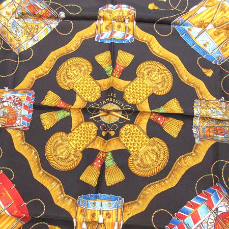 エルメスのスカーフ（黒タンブール） （エルメス HERMES スカーフ カレ  