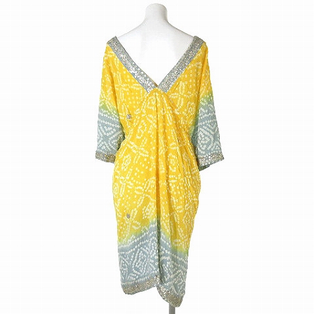 マリハ Mariha ワンピース チュニック 膝丈 七分袖 花のドレス プルオーバー グラデーション 総柄 シルク 100 オレンジ ブルー Vgpt レディース 0 ベクトルパーク