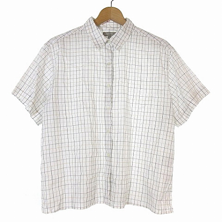 マーガレットハウエル Margaret Howell カジュアル シャツ 半袖 チェック コットン 白 ホワイト 2 トップス Vgpt メンズ 0 ベクトルパーク
