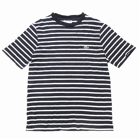 ラベンダー コットン 半袖Tシャツ ラコステ LACOSTE Tシャツ コットン ピケ ボーダー 半袖 丸首