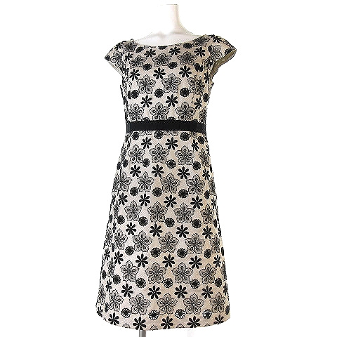 トッカ Tocca Veronica ドレス ワンピース フレア 膝丈 刺繍 フラワー 半袖 リボン Optona0730 ベージュ 0 レディース 0 ベクトルパーク