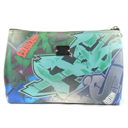 クリスチャンルブタン Christian Louboutin Kaloupouch カルーポーチ クラッチバッグ プリント レザー ストリートアート グリーン マルチカラー 鞄 メンズ 0 ベクトルパーク
