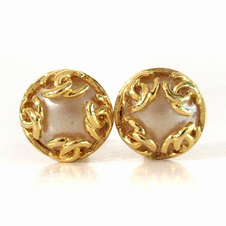 シャネル CHANEL イヤリング フェイクパール ココマーク ゴールド  