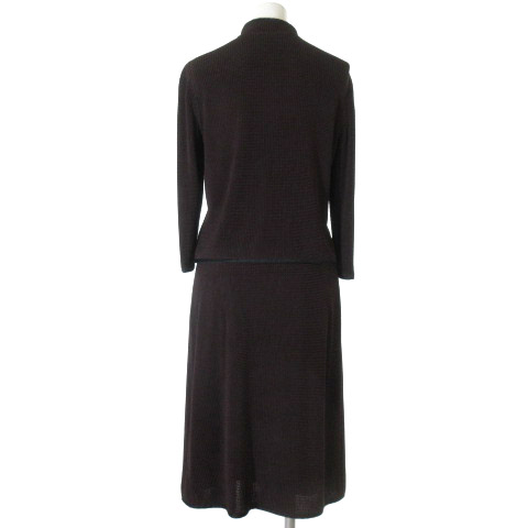 49アベニュー ジュンコシマダ 49av Junko Shimada セットアップ チャイナ ニット ジャケット スカート 膝丈 茶 ブラウン 38 レディース 0 ベクトルパーク
