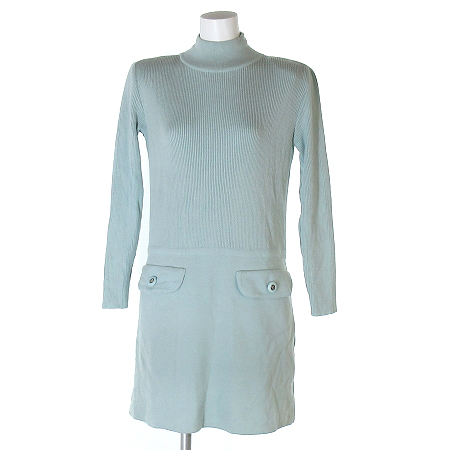 フォクシーブティック Foxey Boutique ニット ワンピース 長袖 ハイネック 肩パッド ウール 水色 38 Ibs77 レディース 0 ベクトルパーク