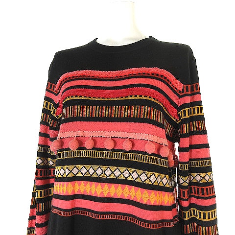 ポールスミス PAUL SMITH 18AW ワンピース ひざ丈 花柄 シフォン リボン 七分袖 40 グレー /EK ポールスミス PAUL SMITH PS 18AW ワンピース ひざ丈 七分袖 フレア