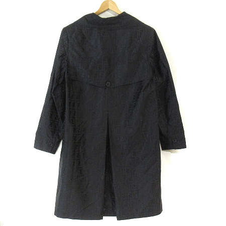 フェンディ FENDI コート ロング ナイロン ズッカ柄 黒 ブラック