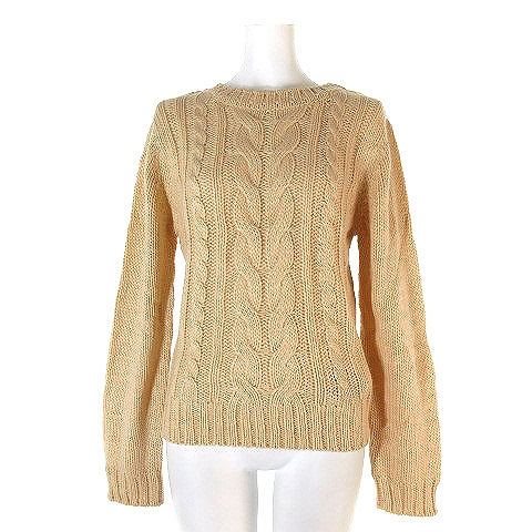 セシルマクビー Cecil Mcbee タグ付き ニット セーター ケーブル 長袖 丸首 ざっくり 無地 オレンジ M トップス レディース 0 ベクトルパーク