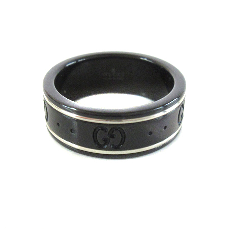 GUCCI シンバンド ブラックコランダム18kゴールドリング 18k-gold-gucci-icon-ring-