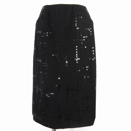 シャネル CHANEL 02A タイト スカート 膝丈 ツイード スパンコール  
