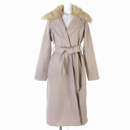 未使用品 リゼクシー Resexxy 19aw タグ付き コート ロング カシュクール ウエスト リボン フェイクファー 付き ピンク F アウター レディース 0 ベクトルパーク