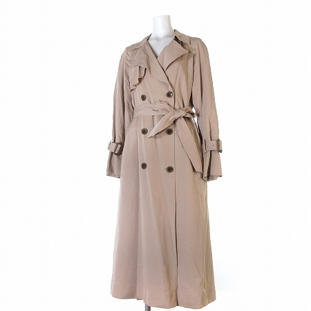 バビロン Babylone コート トレンチ ロング ライト ラグラン リボンベルト 付き 無地 ベージュ 38 アウター レディース 0 ベクトルパーク