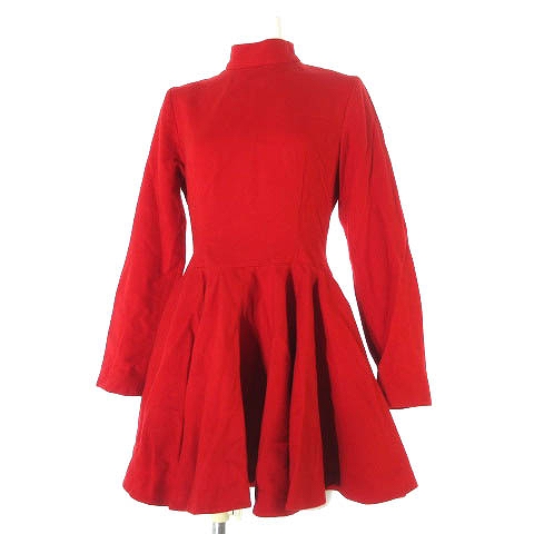 ミルク Milk ワンピース ミニ フレア 無地 長袖 スタンドカラー ウール 赤 Vgpm レディース 0 ベクトルパーク