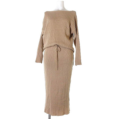 ナノユニバース Nano Universe ワンピース ニット ロング タイト リブ 長袖 ベージュ 36 レディース 0 ベクトルパーク