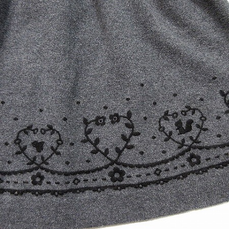 ファミリア Familiar ワンピース ミニ 半袖 花柄 刺繍 プルオーバー 丸首 装飾 ベロアリボン 袖 イージー 女の子 女児 子供 グレー 80 キッズ 0 ベクトルパーク