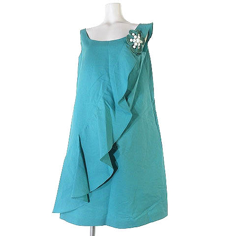 モスキーノチープアンドシック Moschino Cheap And Chic ワンピース ドレス ノースリーブ ブローチ フレア フリル 膝丈 緑 40 Ibs94 レディース 0 ベクトルパーク