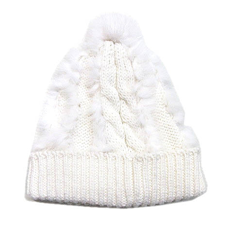 カッパ Kappa ニット帽 ニットキャップ ラビットファー ケーブル編み 白 帽子 レディース 0 ベクトルパーク