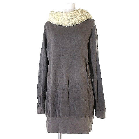 ゴム Gomme ワンピース パーカー ミニ ボア プルオーバー 長袖 無地 グレー レディース 0 ベクトルパーク