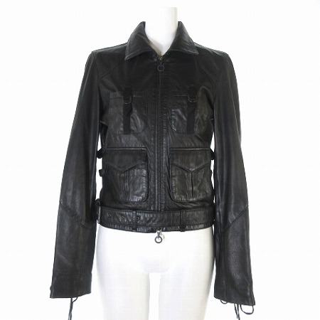 ディーゼル DIESEL ライダース ジャケット ラム レザー 羊革 ジップ 