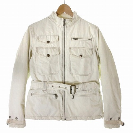 ラルフローレン Ralph Lauren サファリ ジャケット 中綿 ジップアップ ベルト 付き ナイロン コットン混 白 ホワイト 9 アウター Ibs94 レディース 0 ベクトルパーク