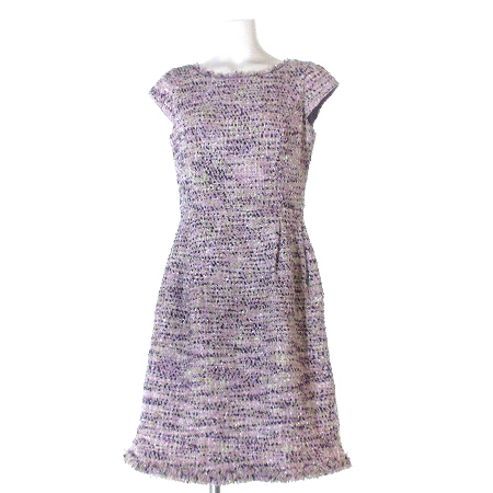 トッカ Tocca ワンピース ドレス ノースリーブ 膝丈 半袖 フレンチスリーブ ツイード 紫 パープル 2 パーティー Ibs94 レディース 0 ベクトルパーク