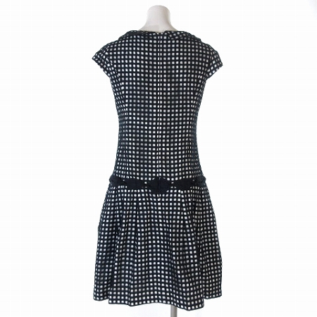 トッカ Tocca ワンピース 膝丈 半袖 フレンチスリーブ チェック 紺 ネイビー 2 Ibs94 レディース 0 ベクトルパーク