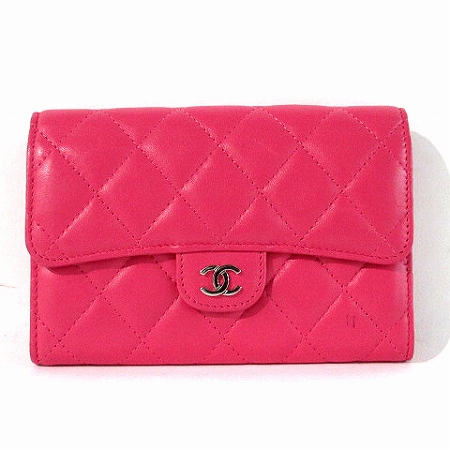 シャネル CHANEL 二つ折り 財布 マトラッセ ミディアム ラム レザー 