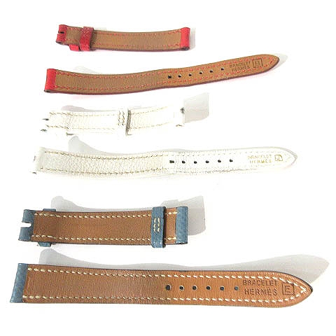 エルメス Hermes 腕時計 ベルトのみ 替ベルト バンド レザー 3種類 まとめ セット 尾錠無し 白 赤 青 レディース 0 ベクトルパーク