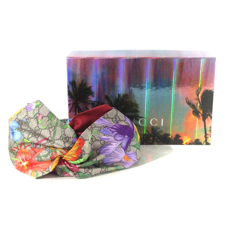 未使用品 グッチ GUCCI GG Flora print silk headband ヘア 