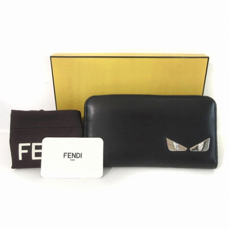 フェンディ FENDI 長財布 モンスター バグズアイ ラウンドファスナー  