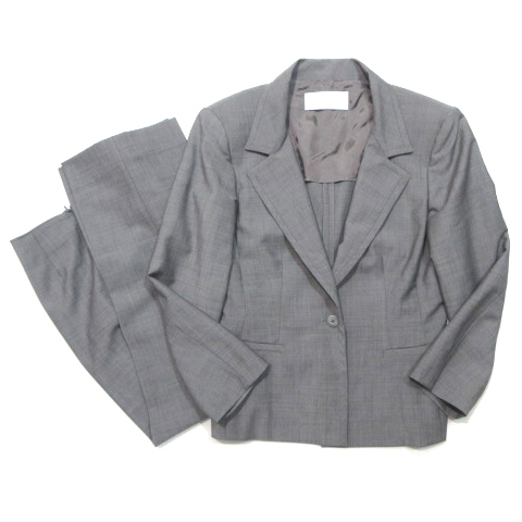 ジェニー Genny セットアップ スーツ テーラード ジャケット シングル 背抜き パンツ スラックス ウール イタリア製 グレー 42 Ibo5 レディース 0 ベクトルパーク