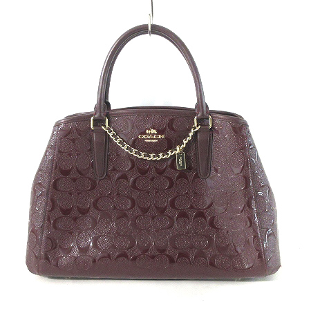 コーチ COACH ハンドバッグ デボスド シグネチャー パテント レザー 