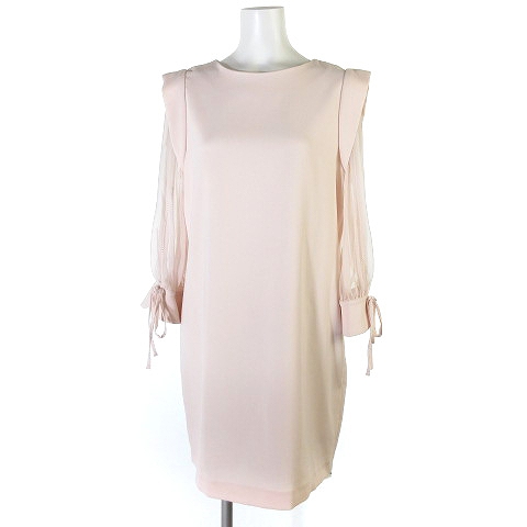 スナイデル Snidel ワンピース チュニック ミニ 長袖 切替 レース リボン Swfo ピンク F レディース 0 ベクトルパーク