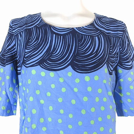マリメッコ marimekko UIMASSA ブラウス 半袖 丸首 ドット プリント 