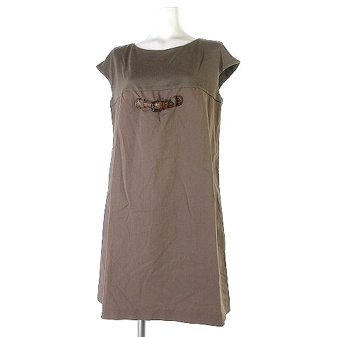 ポールカ Paule Ka ワンピース ノースリーブ 無地 ドッキング 膝丈 茶 40 レディース 0 ベクトルパーク