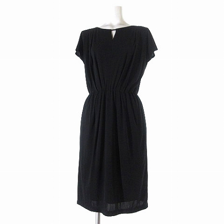 クードシャンス Cdec Coup De Chance ワンピース 膝丈 フレンチスリーブ 半袖 イージー タック 無地 黒 ブラック 36 レディース 0 ベクトルパーク