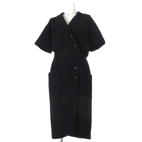 ☆ CHANEL 12AW ココマーク刻印ボタン 半袖 ロングワンピース 正規品 シャネル CHANEL ワンピース ココマーク スクエア ボタン 半袖 ロング