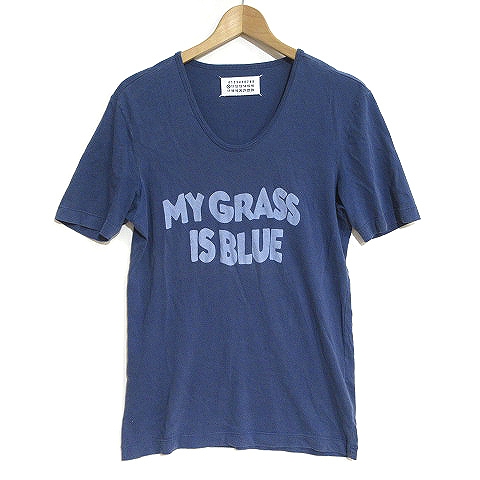 マルタンマルジェラ Martin Margiela 10 Tシャツ カットソー 半袖 丸首 英字 プリント 青 ブルー 46 トップス Ibo13 メンズ 0 ベクトルパーク