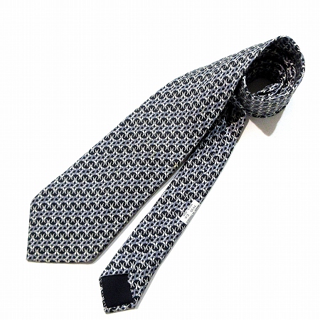 HERMES Hロゴ総柄 ジャガード 黒 シルク ネクタイ ブラック　ファソネ HERMES Hロゴ総柄 ジャガード 黒 シルク ネクタイ ブラック ファソネ