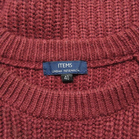アーバンリサーチ Urban Research ニット セーター 長袖 クルーネック ラグラン 畦編み 赤 レッド 40 トップス メンズ 0 ベクトルパーク